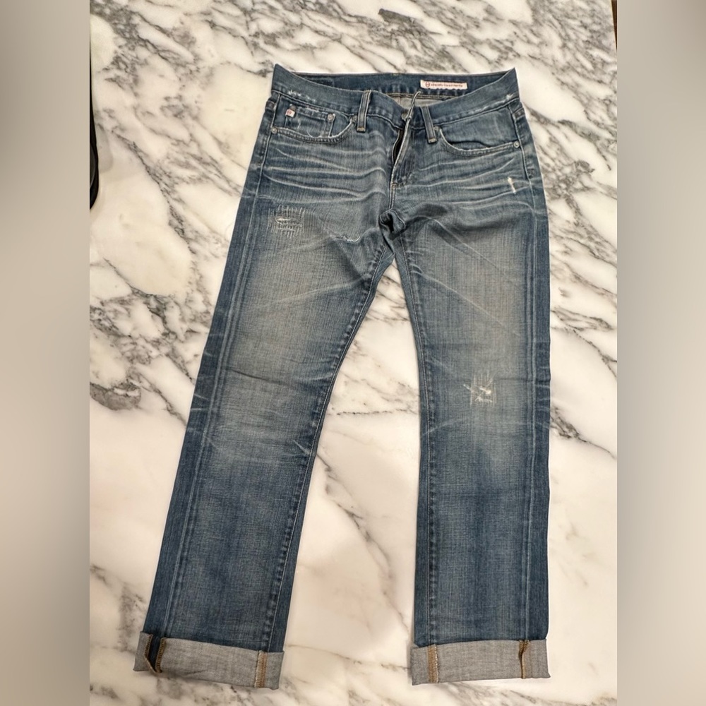 AG jeans, blue wash straight leg, size 27